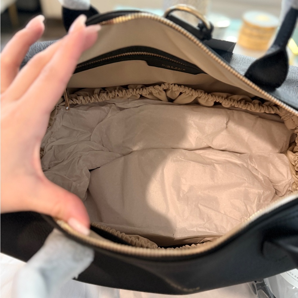 Black Leather Top-Handle Satchel - Picture 7 of 16